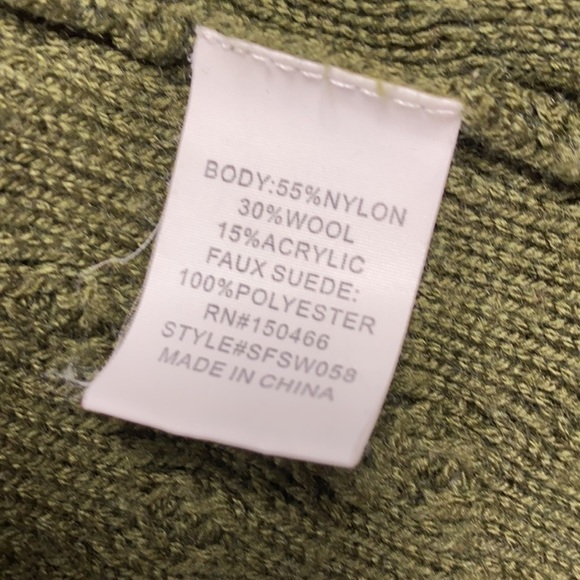 Market & Spruce Green Cardigan Brown Elbow Patches Size Small - Picture 5 of 6